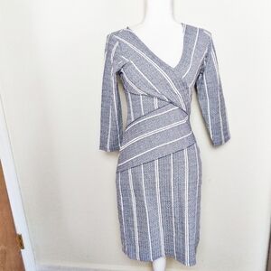Anthropologie Maeve Blue and White Faux Wrap Dress